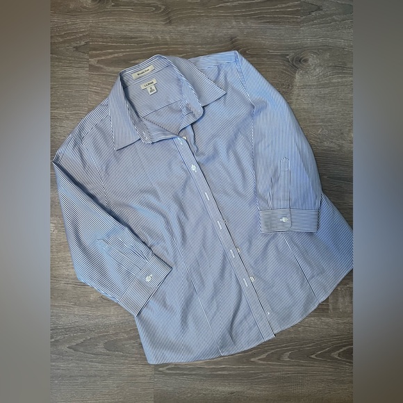 LL Bean Oxford Striped Top - size M - Picture 1 of 5
